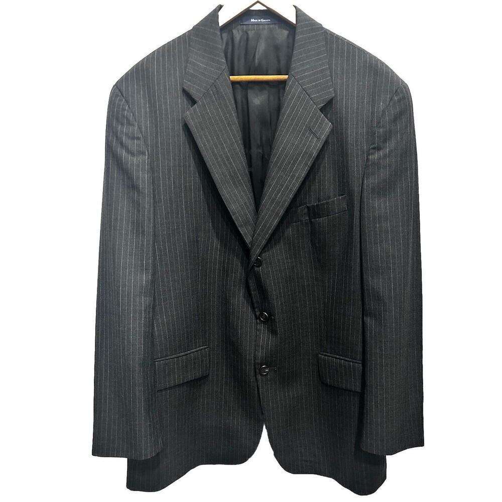 Ralph Lauren Chaps Blazer Sport 100% Wool Jacket Mens 43R Pinstripe Gray150